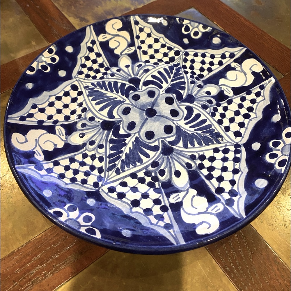 Mexican Talavera Plate Pottery Large 11” Dish Platter Ceramic Folk Art Lead Free